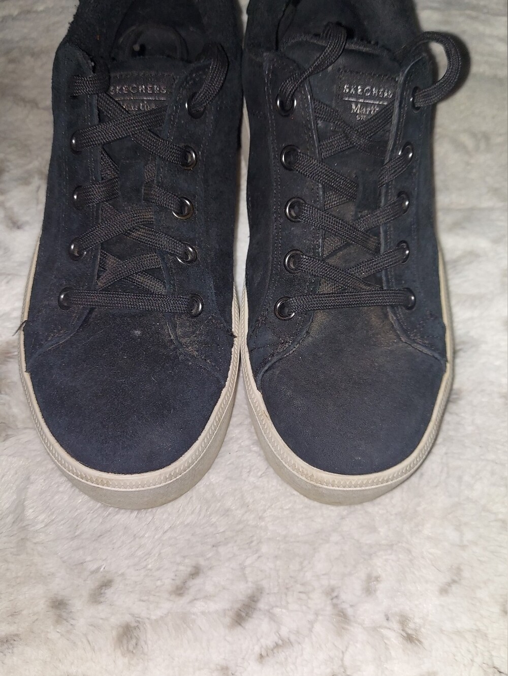Skechers Platform Black Suede Casual Sneakers